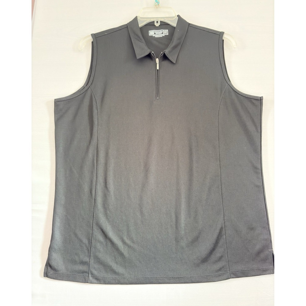 Bermuda Sands Polo Women Black Performance Stretch 1/4 Zip Wicking Away Tech 2XL